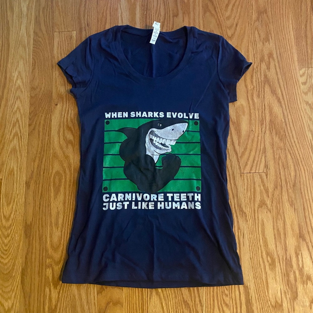 New Navy Blue Short-sleeve Funny Vegan T-Shirt